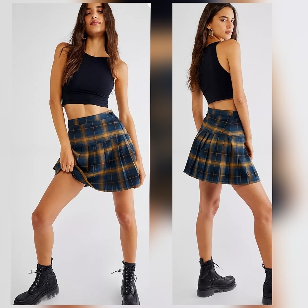 DICKIES High Waisted Girl Plaid Seamed Pleated Skirt size 1